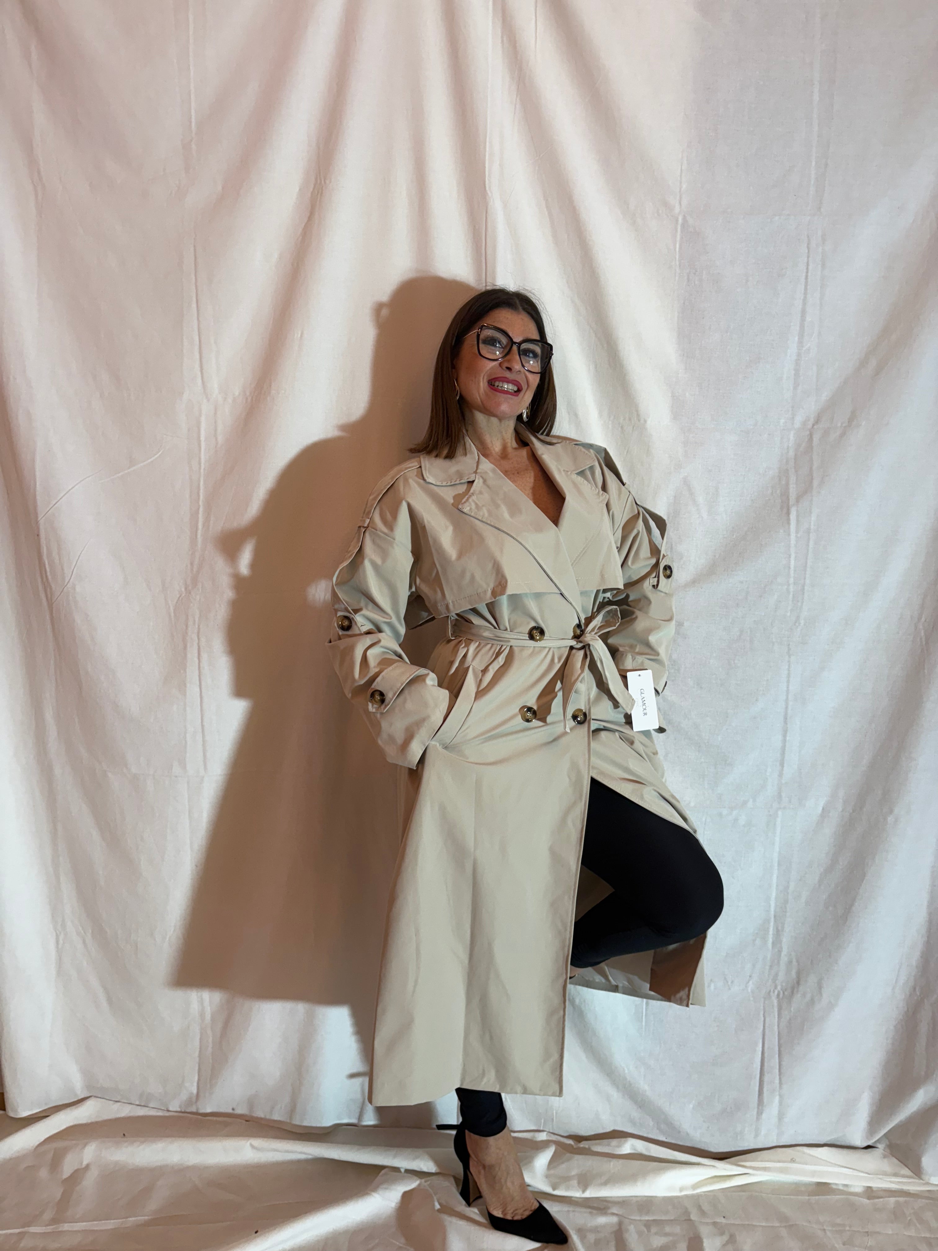 trench lungo beige