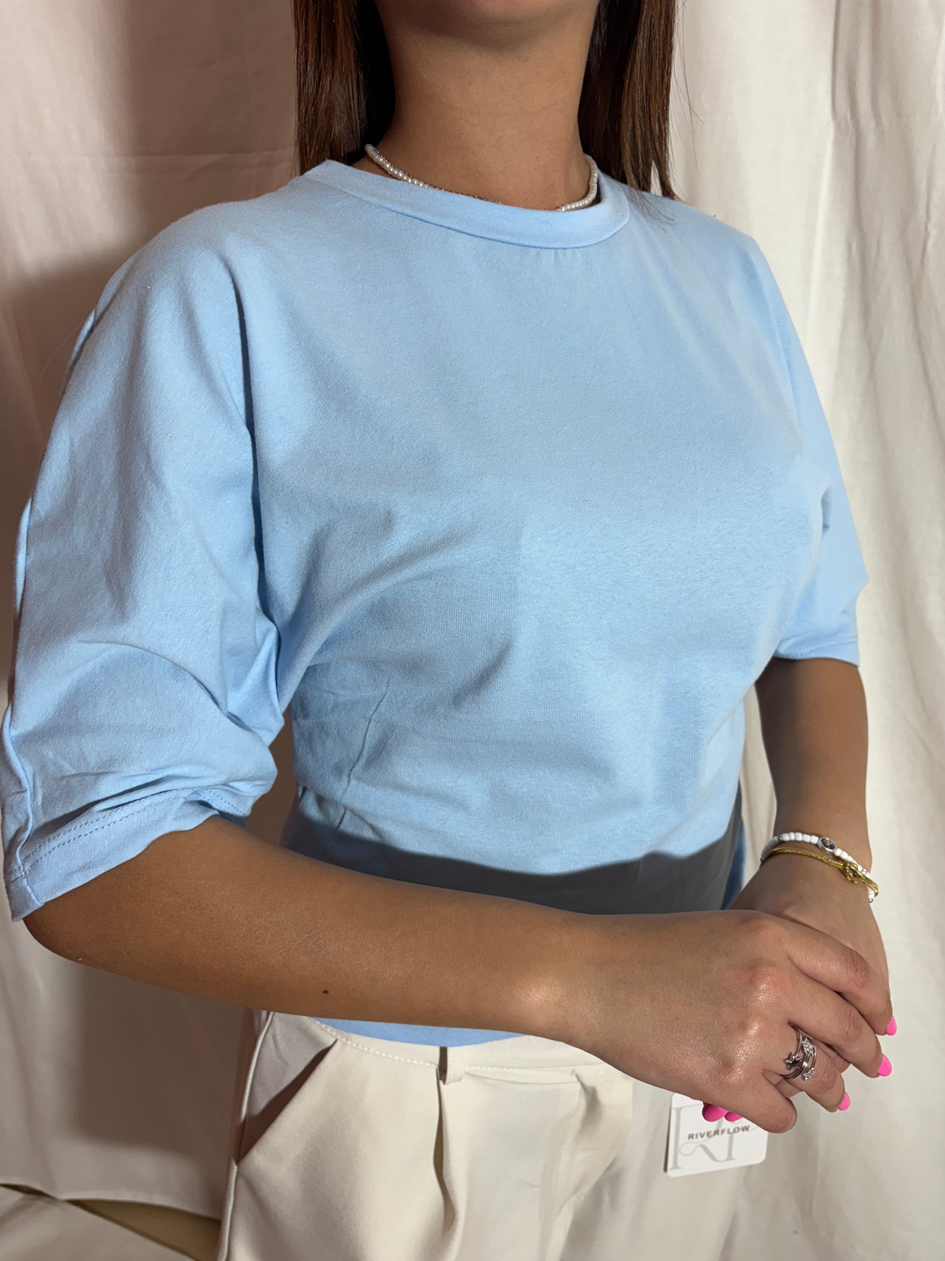 T shirt crop azzurra